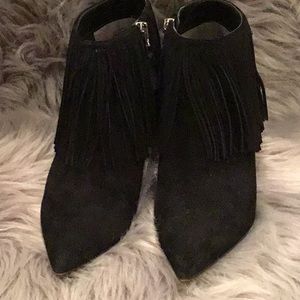 Sam Edelman Black Suede Fringe Ankle Boots